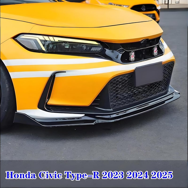Sts.Ev01 Front Bumper Lip Splitter Spoiler Fit for Honda Civic Type R Type-R 2023 2024 2025, 3pcs Air Dam Chin Body Kit Underbody Lip Accessories (Gloss Black) - Image 2